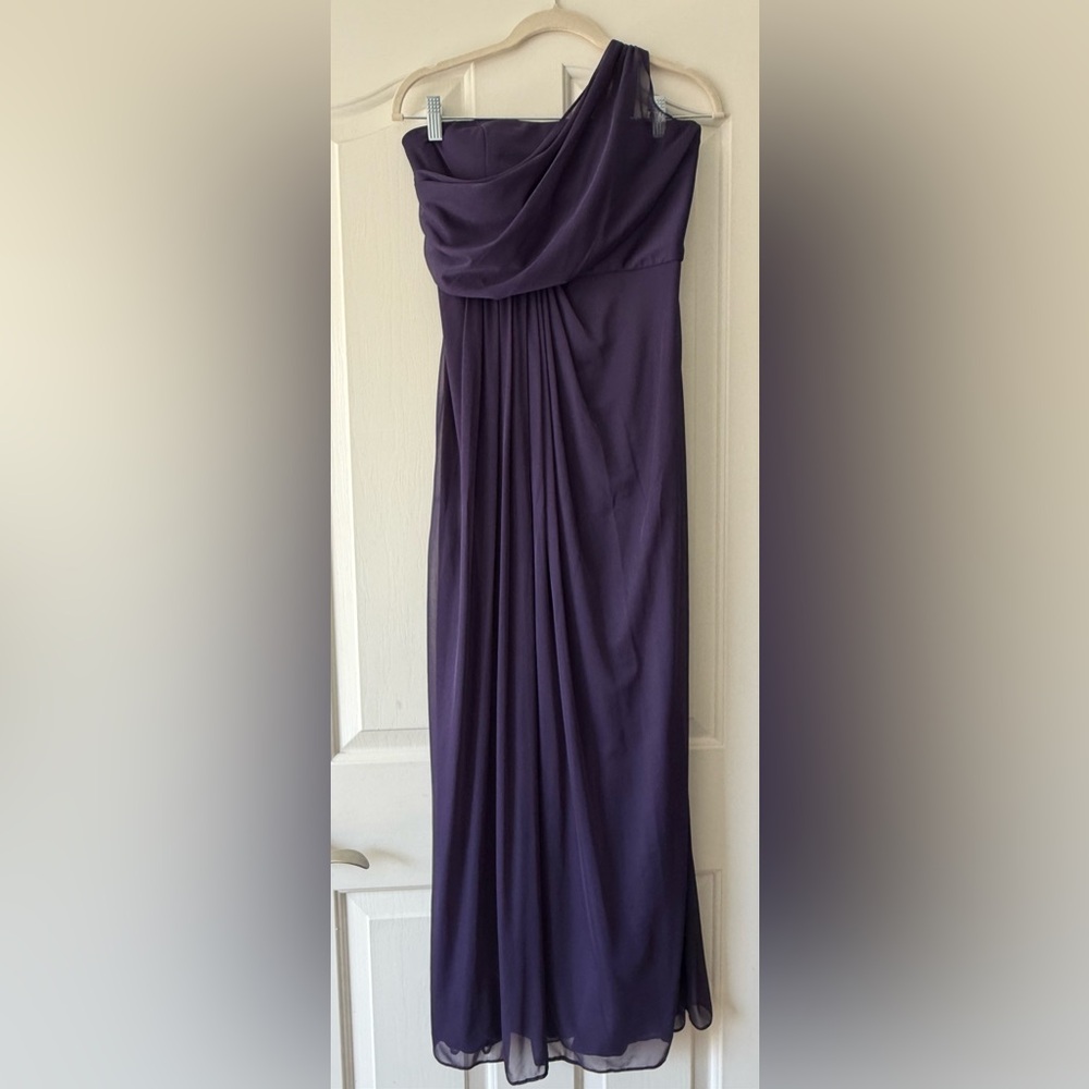 David's Bridal One Shoulder Purple Dress